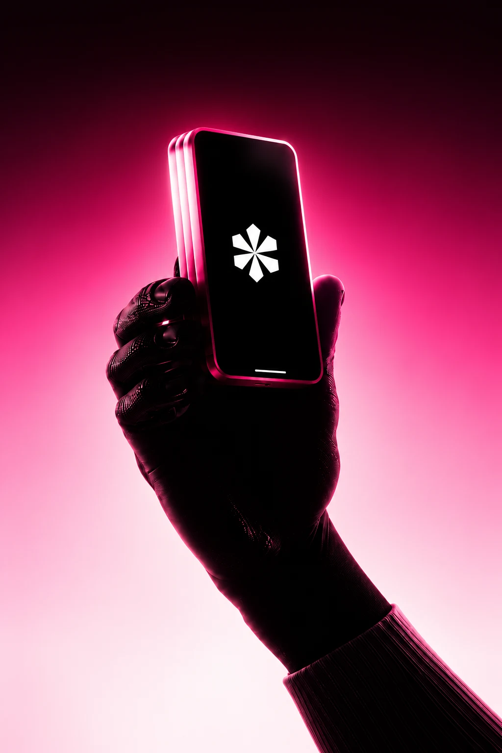 Hand holding a glowing phone with the Jaleed mark
