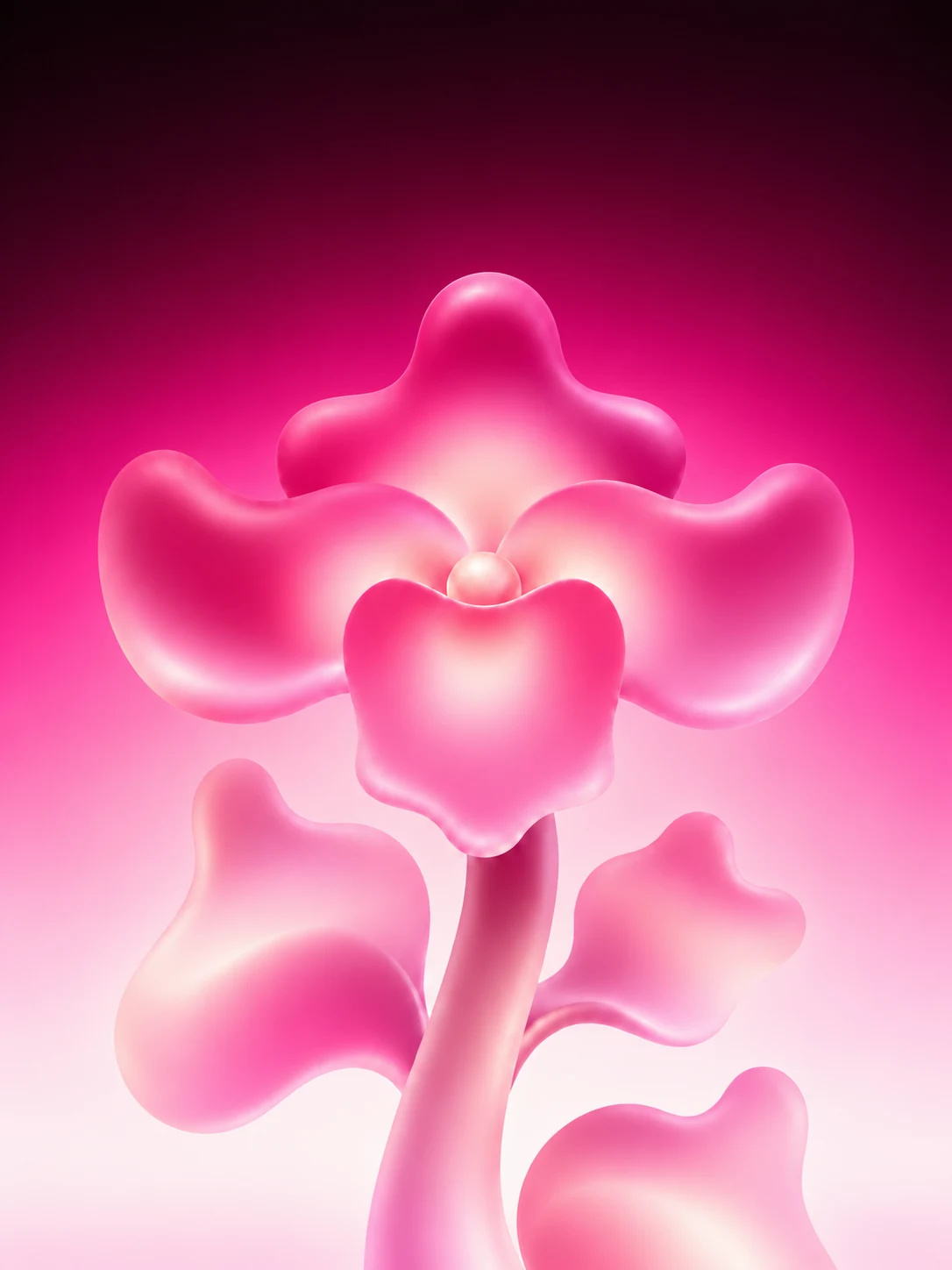 Glossy translucent pink flower