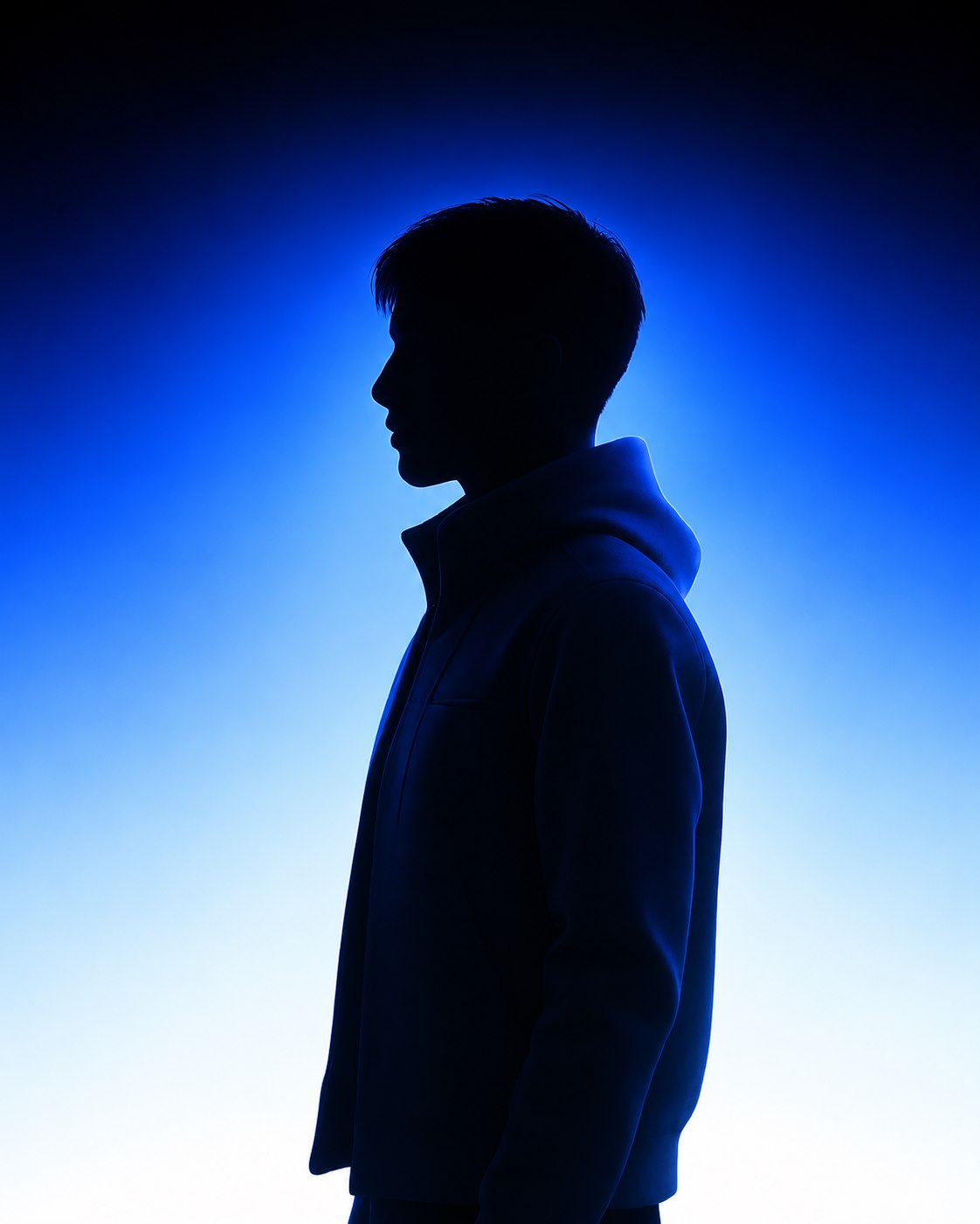 Silhouette outlined in blue